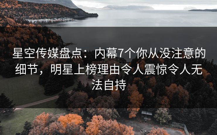 星空传媒盘点：内幕7个你从没注意的细节，明星上榜理由令人震惊令人无法自持