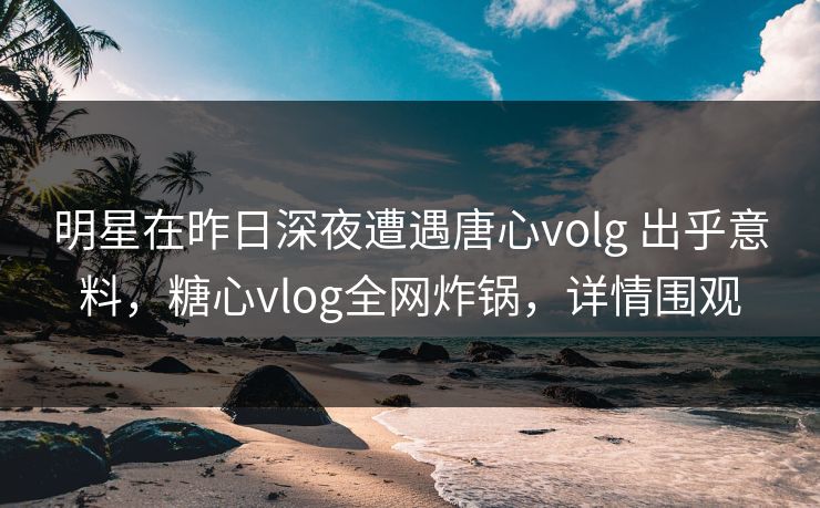 明星在昨日深夜遭遇唐心volg 出乎意料，糖心vlog全网炸锅，详情围观