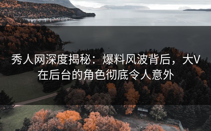 秀人网深度揭秘：爆料风波背后，大V在后台的角色彻底令人意外